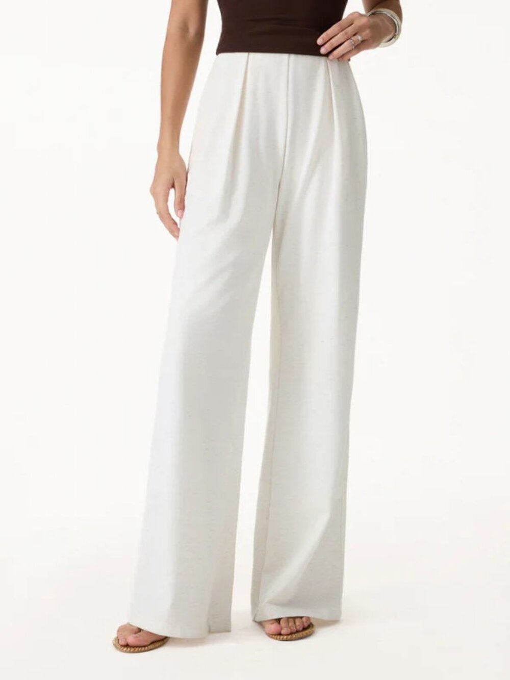 NWT OGL Linen Wide Flare Pants White XS Petite